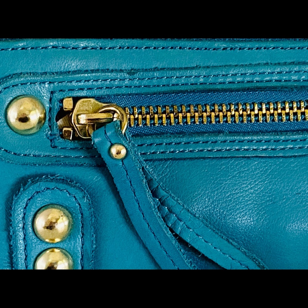 Linea Pelle Blue Leather Wallet/Wristlet
